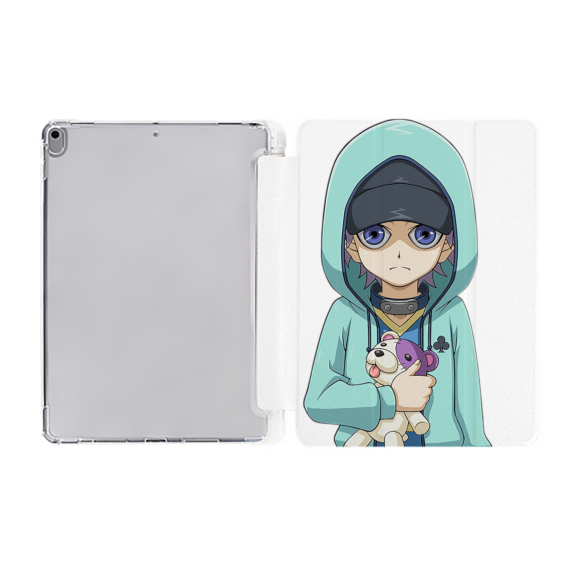 （画像用） 遊☆戯☆王 Yu-Gi-Oh! IPad ケース ペン収納付き 三つ折りスタンド PUレザー×シリコン 対応機種9.5/10.5/10.9インチ